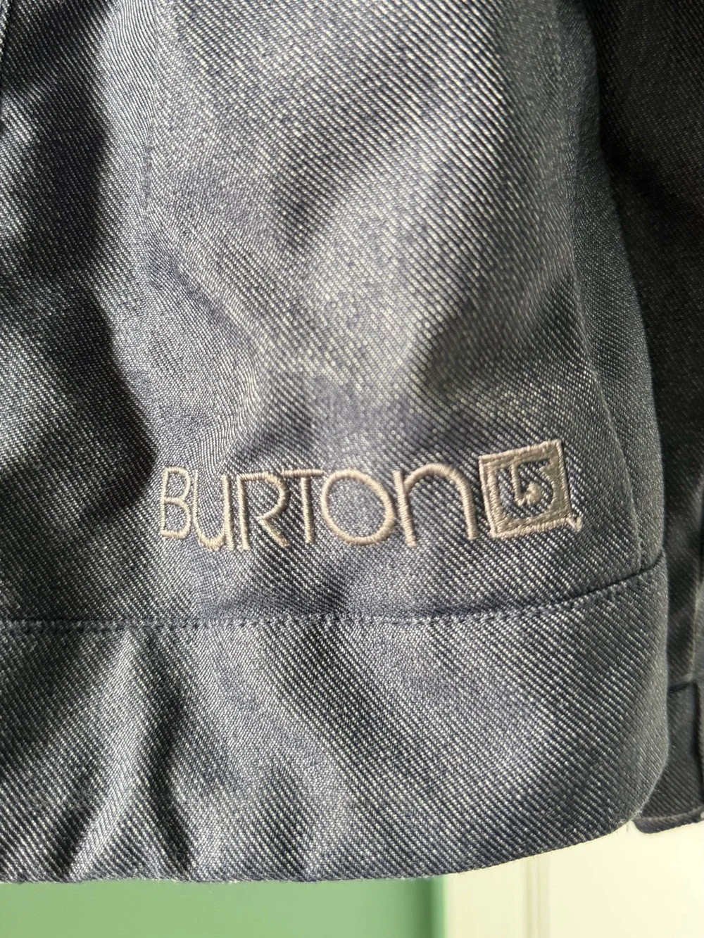 Burton Kids Dark Blue Jean-Style Snowboard Jacket with Leopard Hood Lining